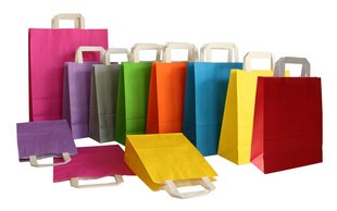 Papiertüten und Papiertragetaschen in verschiedenen Farben und Größen
